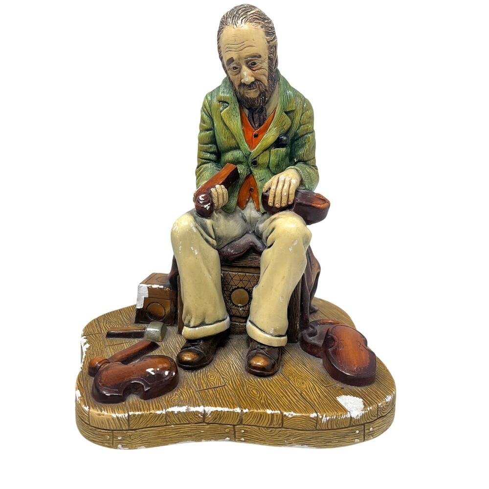 Vintage 1976 Naturecraft "Violin Maker" No. 861 Hand Painted Stoneware Sculpture